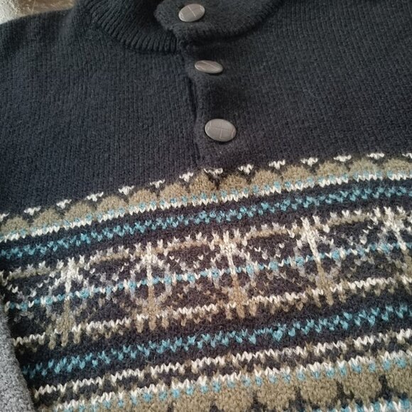 2XL🟠 Wind River Men's Fair Isle Quarter Button Mock Neck Sweater - Picture 3 of 9